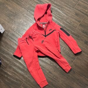 Nike Kids Red Sweatpants and Hoodie Set